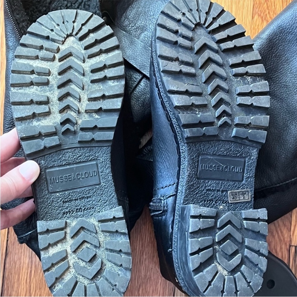 Musse & Cloud Black Lug Sole Fleece Lined Moto Boots EUR 40 / US 9 - Picture 6 of 11